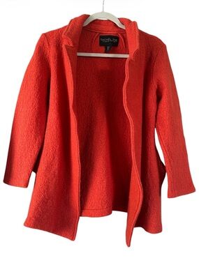 Rachel Zoe Bright Red Open-Front Wool Blend Cardigan Coat